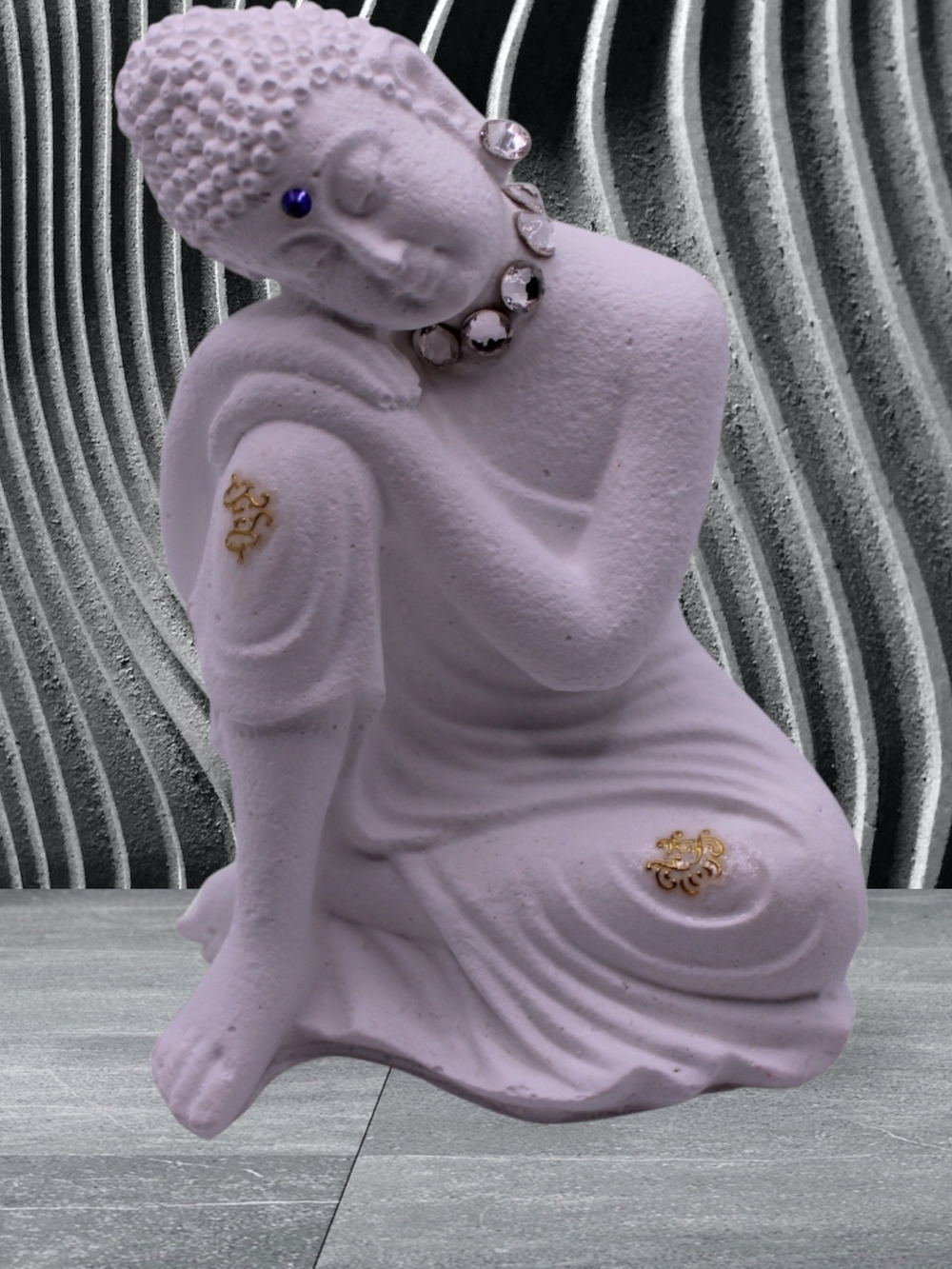 Decorative Seated Buddha Statue.With Swarovski crystals.5 Inch.